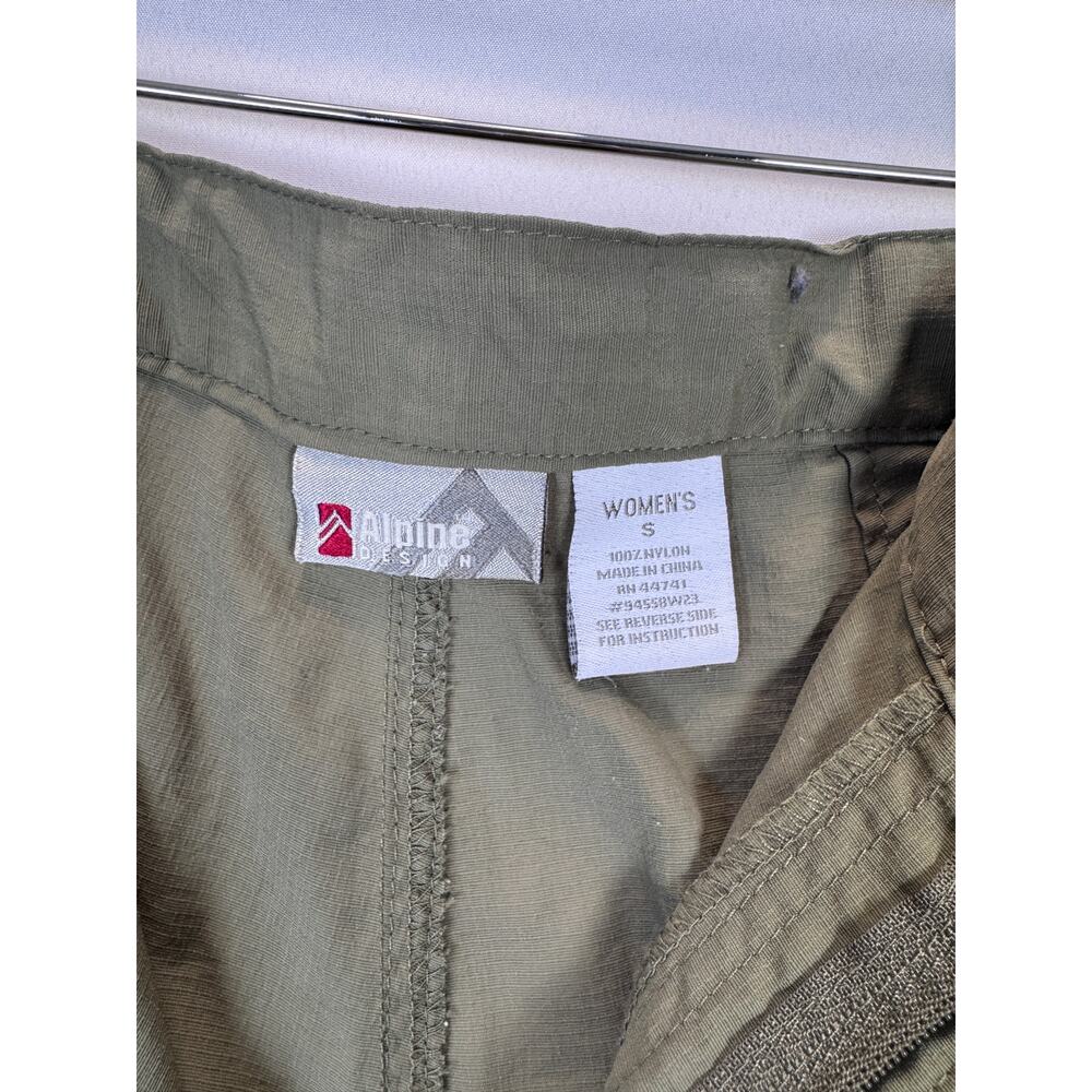 Alpine Womens S Olive Green Cropped Hiking Cargo Pants Built In Belt Pockets - Picture 7 of 8